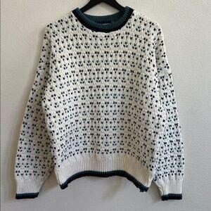 JOHN WEITZ 90s 100% Cotton Chunky Knit Crewneck Sweater Cream Men's Size XL